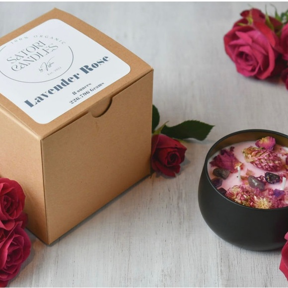 LavenderRose Quartz Crystal Candle Organic - Picture 5 of 11